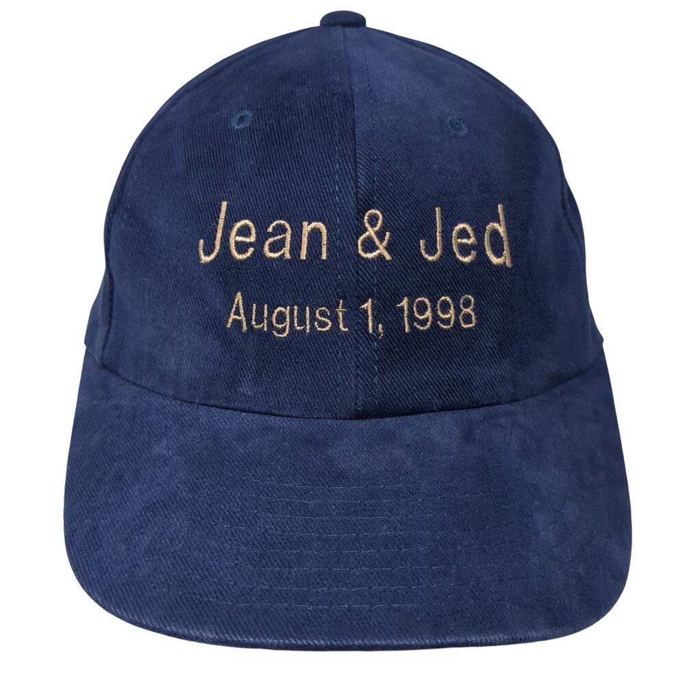 Jean & Jed August 1, 1998 Karen Slideback Baseball Cap Blue One Size 6 Panel Zap
